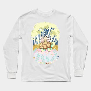 Three cute bunnies and turtle Long Sleeve T-Shirt